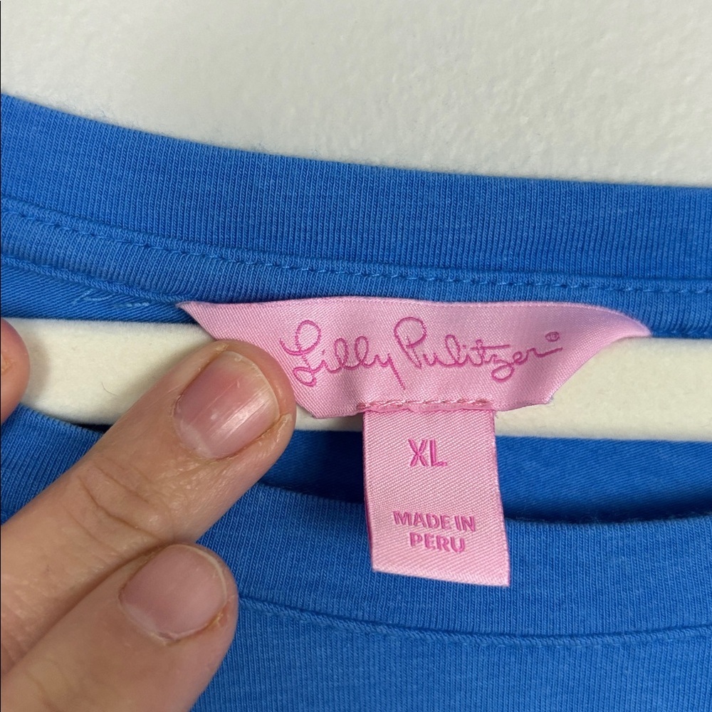 Lilly Pulitzer “XX Lilly” Blue Grey Long Sleeve Top - XL - Picture 4 of 12
